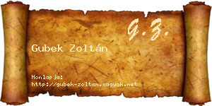 Gubek Zoltán névjegykártya